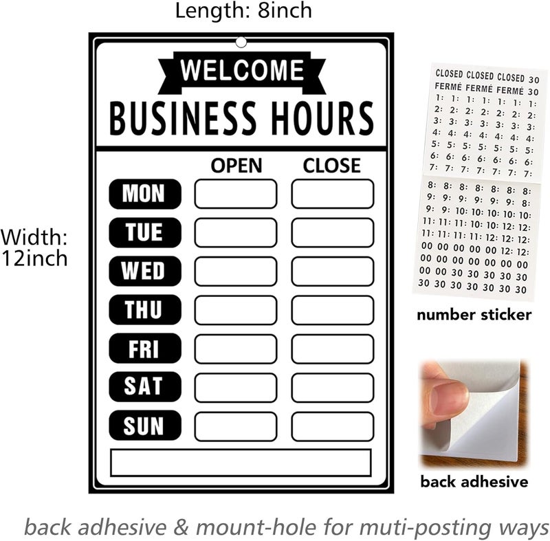 SnailGo Open Closed Signs Business Hours Sign Set for Window Door Open Signs for Business Hour Closed Open Flip Sign Store Resturant Bar White - Image 3